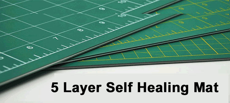 Green 5 layer self healing cutting mats with measurement grid lines, close-up view