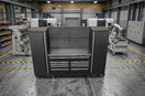 heavy-duty rolling tool chest and modular workstation in a clean modern garage