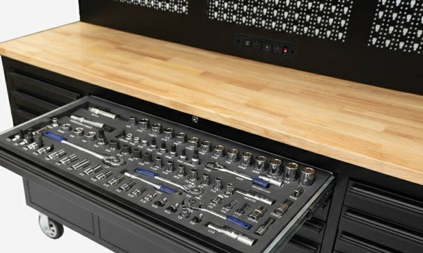 large tool drawer in rolling tool chest