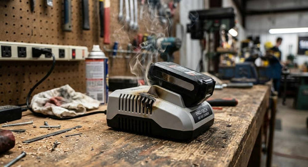 battery charge pack overheating on workbench