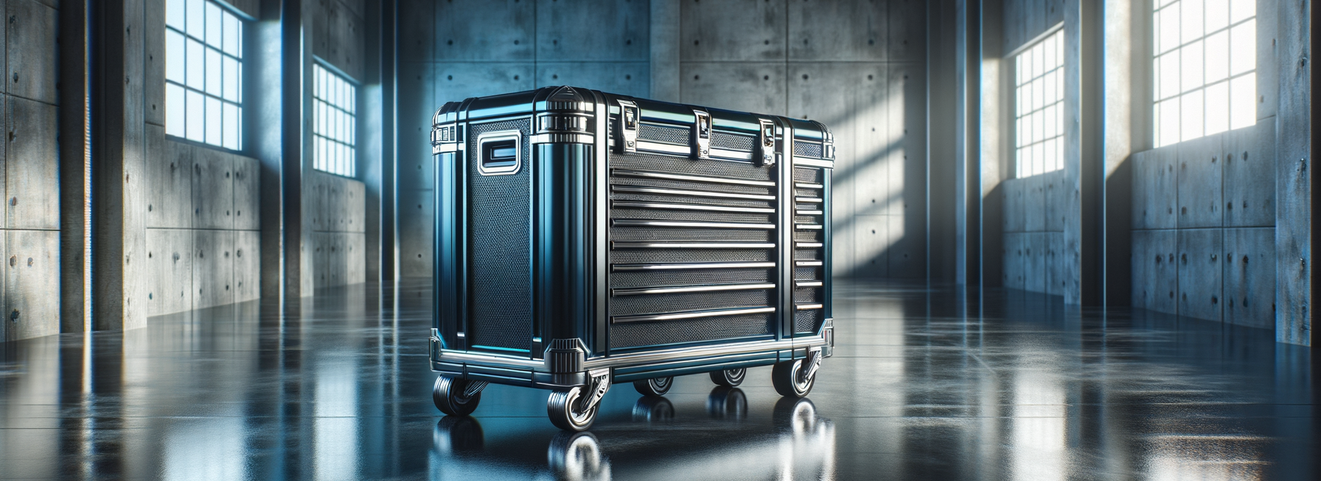 heavy-duty rolling tool chest in a bright, organized modern garage with clean lines