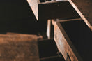 opened brown wooden drawers