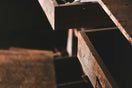 opened brown wooden drawers