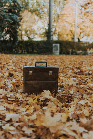 brown leather briefcase