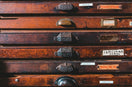 brown wooden drawer with silver door knob