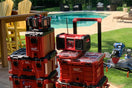 red and black utility trailer