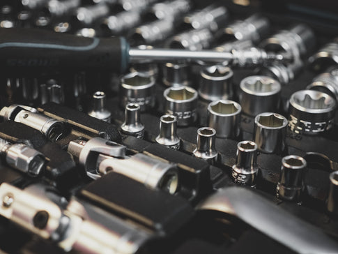 a close up of a bunch of tools on a table