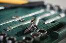 a close up of a tool set on a table