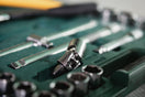 a close up of a tool set on a table