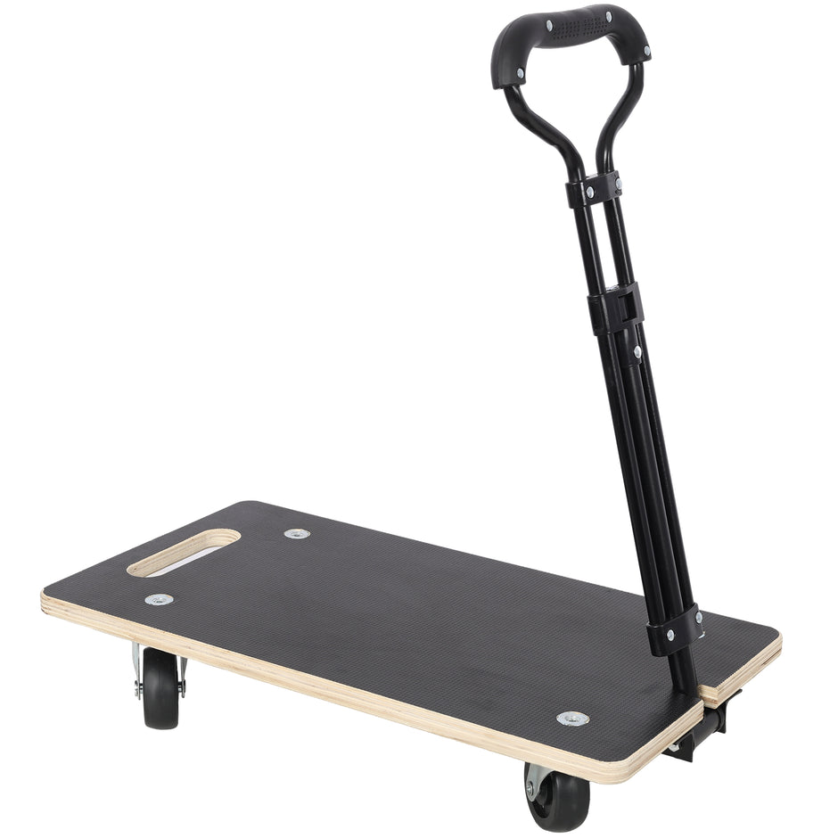 Heavy Duty Wooden Rectangle Moving Dolly with Ergonomic Handle, 440 LBS Load Capacity 3 Inch PP Casters, Multi Purpose Furniture Plant Transport Cart for Heavy Goods Moving