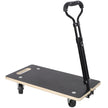 Heavy Duty Wooden Rectangle Moving Dolly with Ergonomic Handle, 440 LBS Load Capacity 3 Inch PP Casters, Multi Purpose Furniture Plant Transport Cart for Heavy Goods Moving