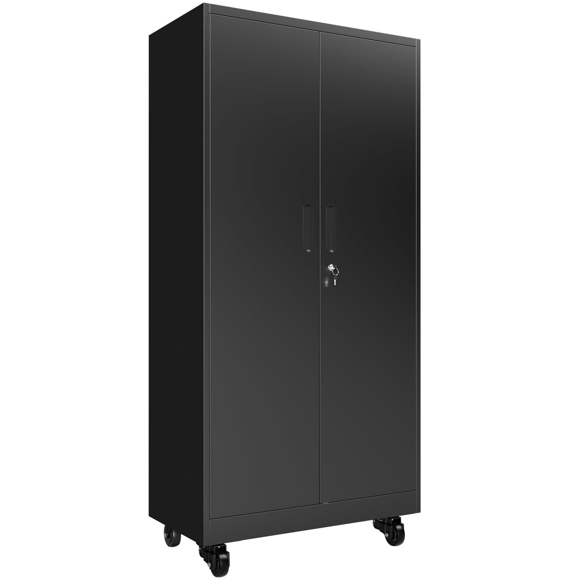 Heavy Duty Metal Storage Cabinet with Doors and Wheels, 71
