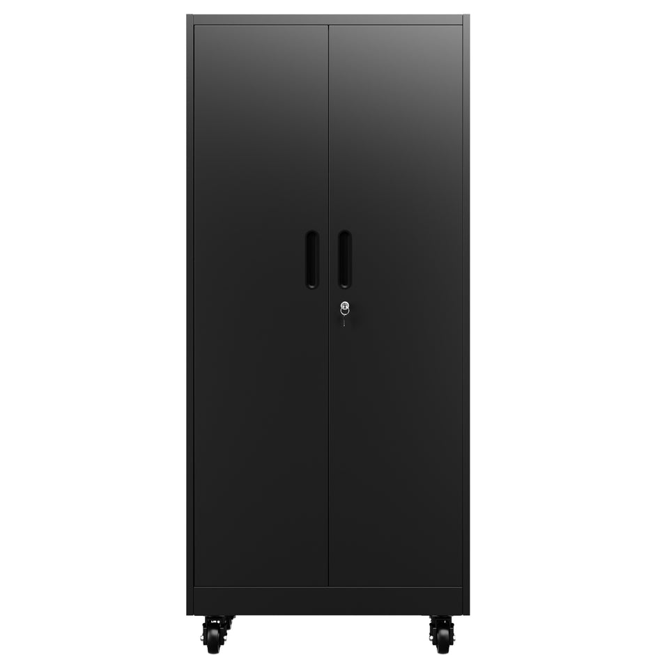 Rolling Metal Storage Locker Cabinet with Lockable Doors - 71
