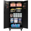 Heavy Duty Metal Storage Cabinet with Doors and Wheels, 71