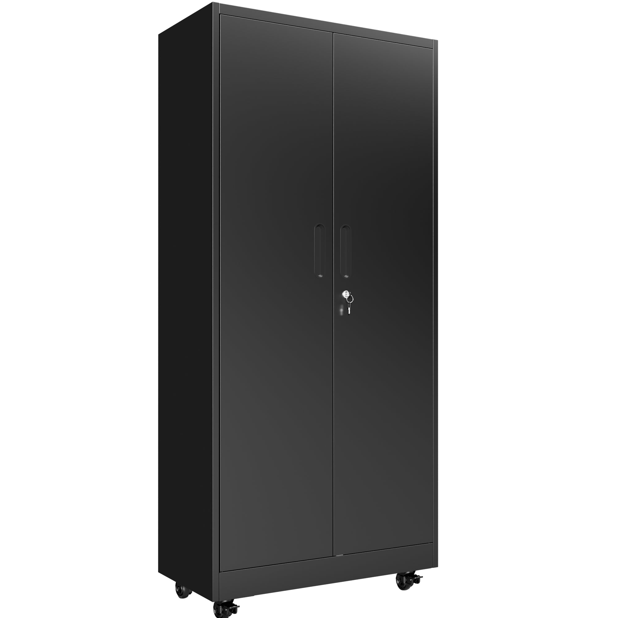 Rolling Metal Storage Locker Cabinet with Lockable Doors - 71