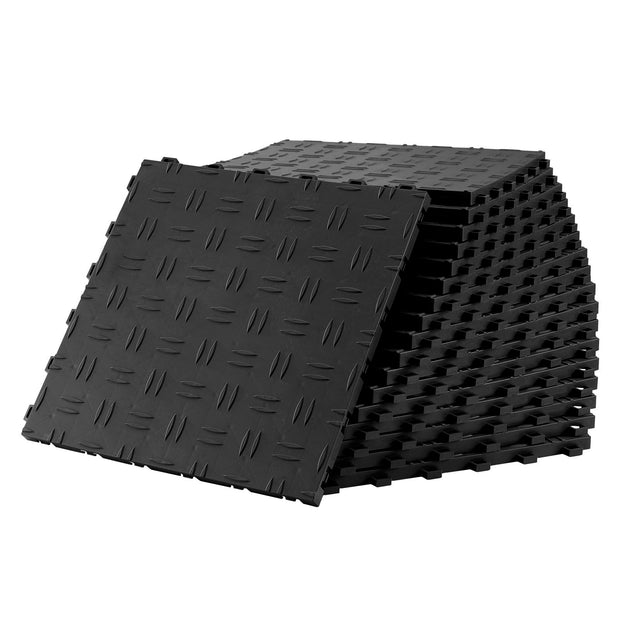50 Pack Garage Interlocking, 12 x 12 x 0.53 inch Floor Covering Tiles, Non-Slip Double-Sided Texture Garage Flooring Tiles, for Garages, Basements, Repair Shops, Black