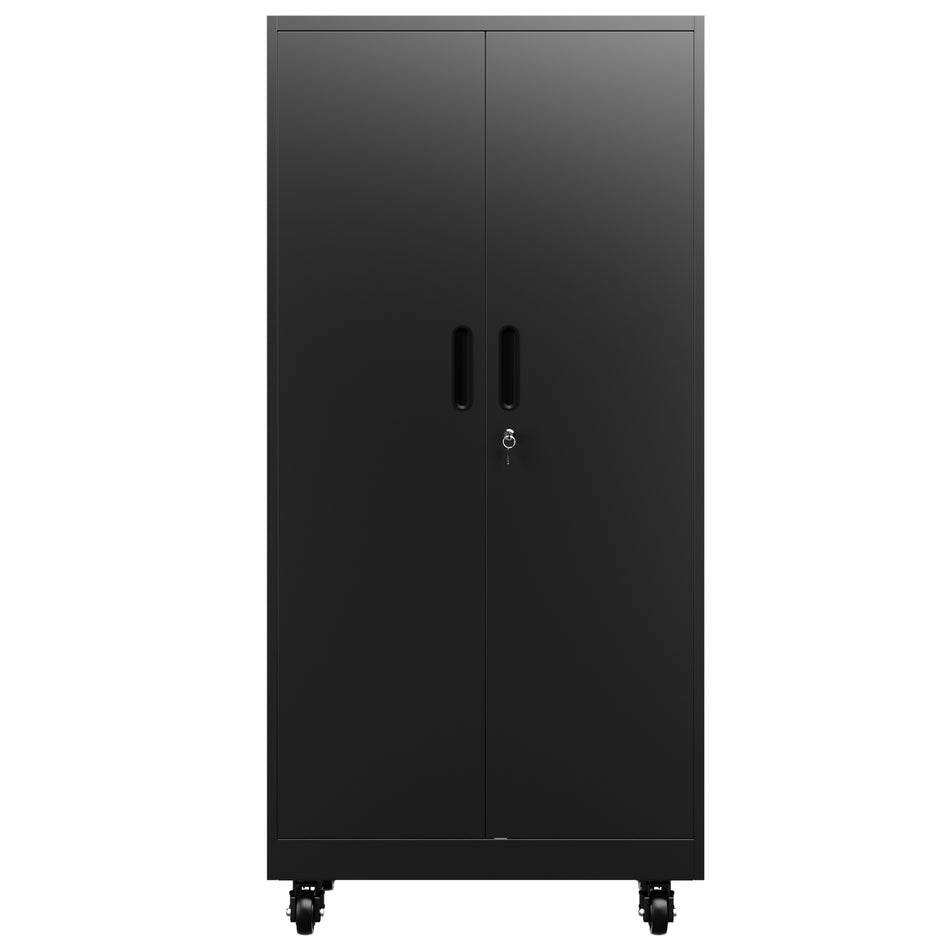 Heavy Duty Metal Storage Cabinet with Doors and Wheels, 71