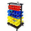 6-Tier Dual-Sided Rolling Bin Rack , 350 Pound Capacity, Includes 60 Organizer Bins, with Tray and Casters