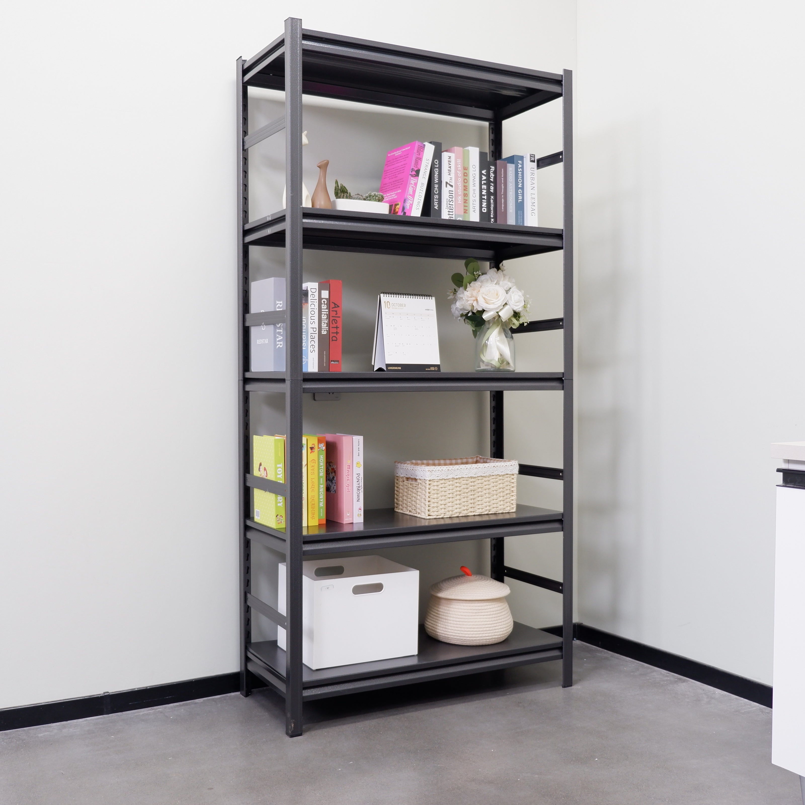 Storage Shelves 5 Tier Heavy Duty Metal Shelving Unit Adjustable Shelving Units and Storage Rack Kitchen Garage Shelf H72 * W35.4 * D15.7