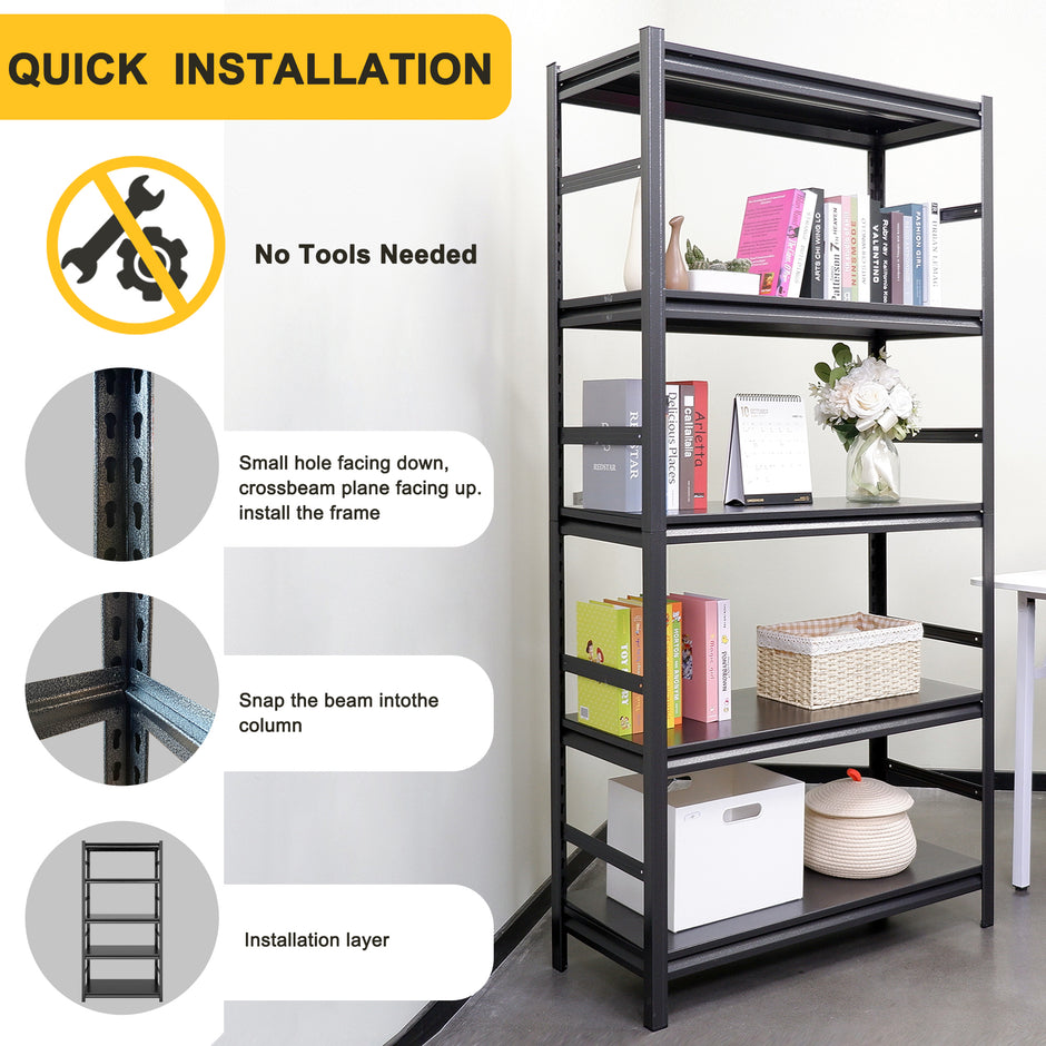 Storage Shelves 5 Tier Heavy Duty Metal Shelving Unit Adjustable Shelving Units and Storage Rack Kitchen Garage Shelf H72 * W35.4 * D15.7