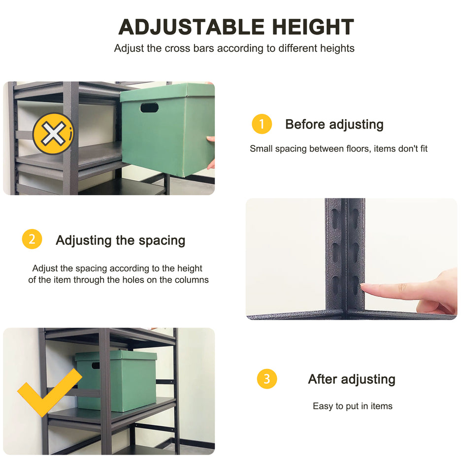 Storage Shelves 5 Tier Heavy Duty Metal Shelving Unit Adjustable Shelving Units and Storage Rack Kitchen Garage Shelf H72 * W35.4 * D15.7