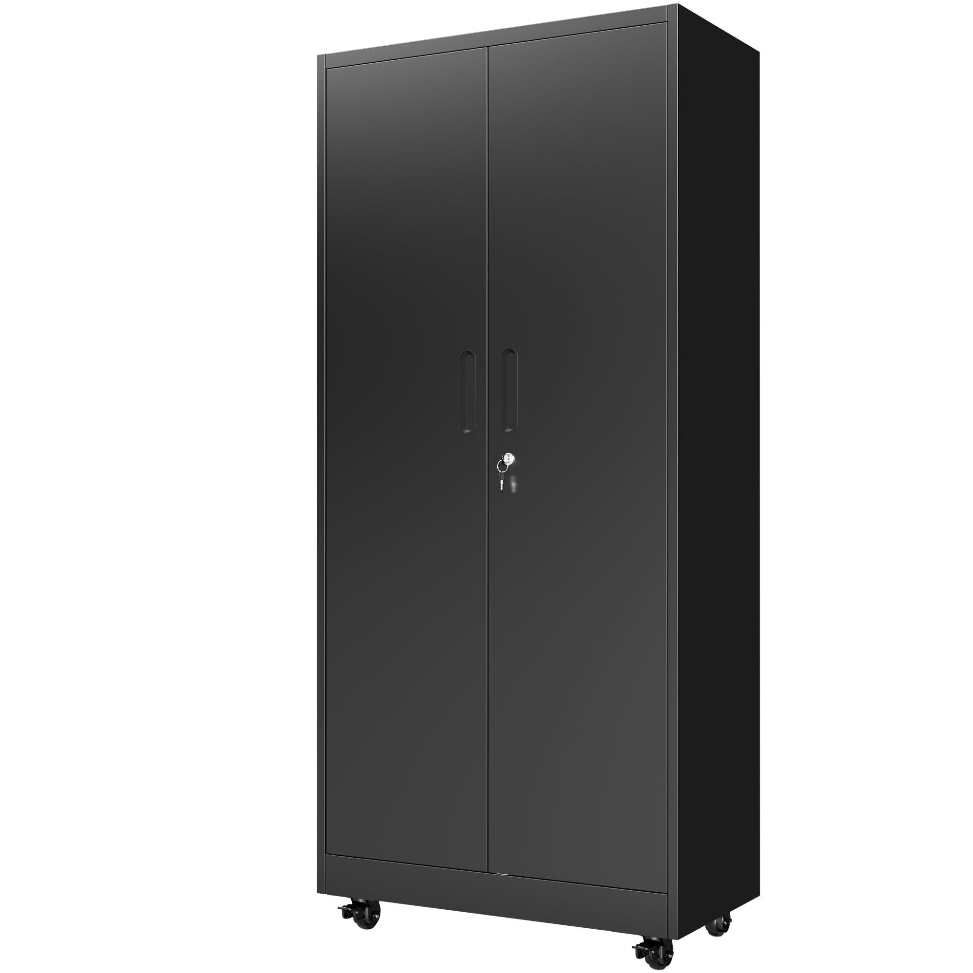 Rolling Metal Storage Locker Cabinet with Lockable Doors - 71