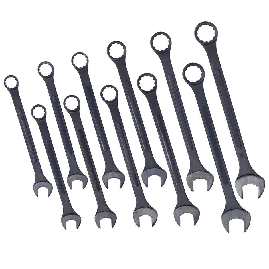 11-Piece Jumbo SAE Combination Wrench Set (1-5/16" to 2") - Black Oxide with Storage Pouch