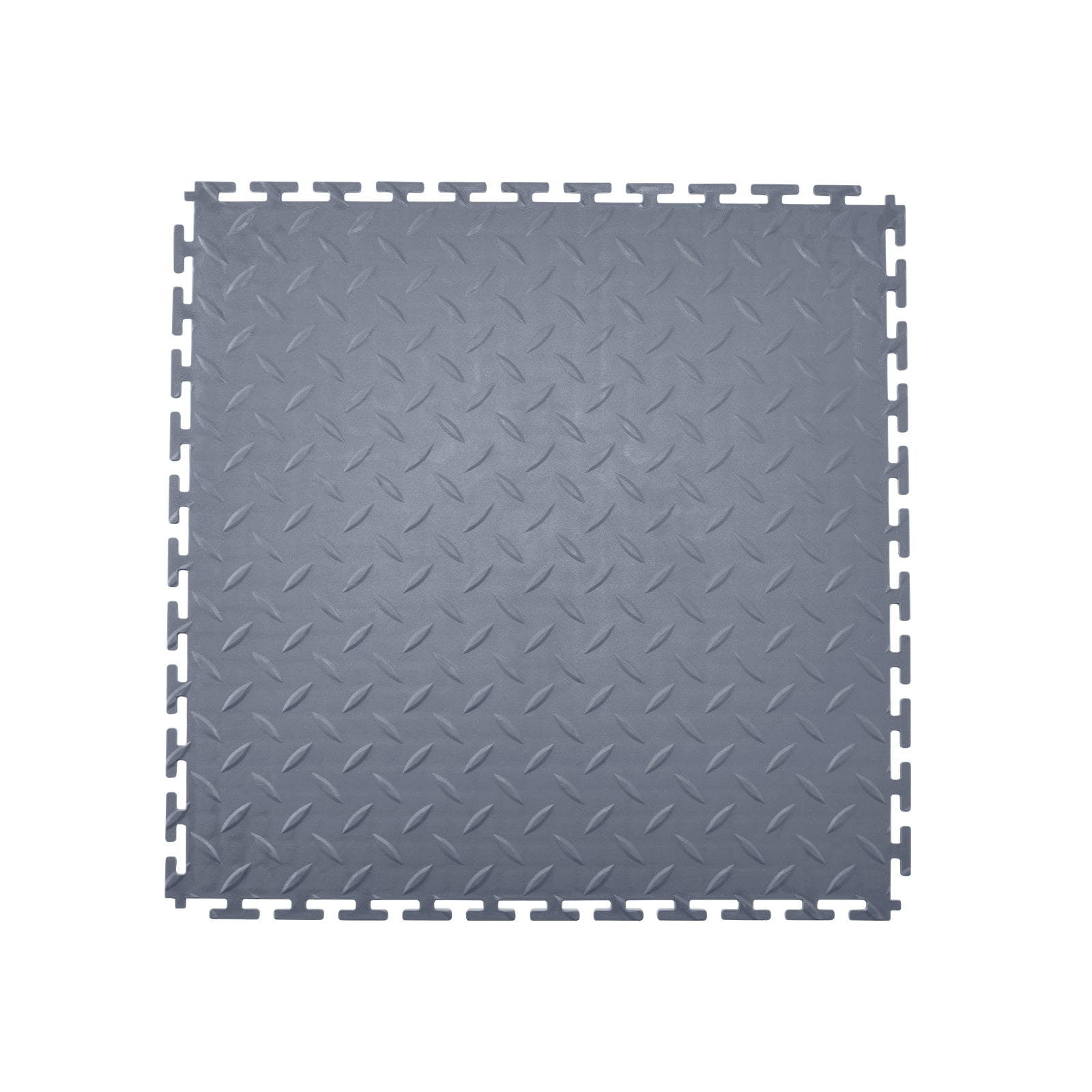 Garage Floor Tiles Interlocking, 8 Pack 20.2 x 20.2 x 0.2 Modular Garage Flooring Tiles, Diamond Plate Slip-Resistant PVC Mats for Workshop,Warehouse,Tool Room, Graphite Gray