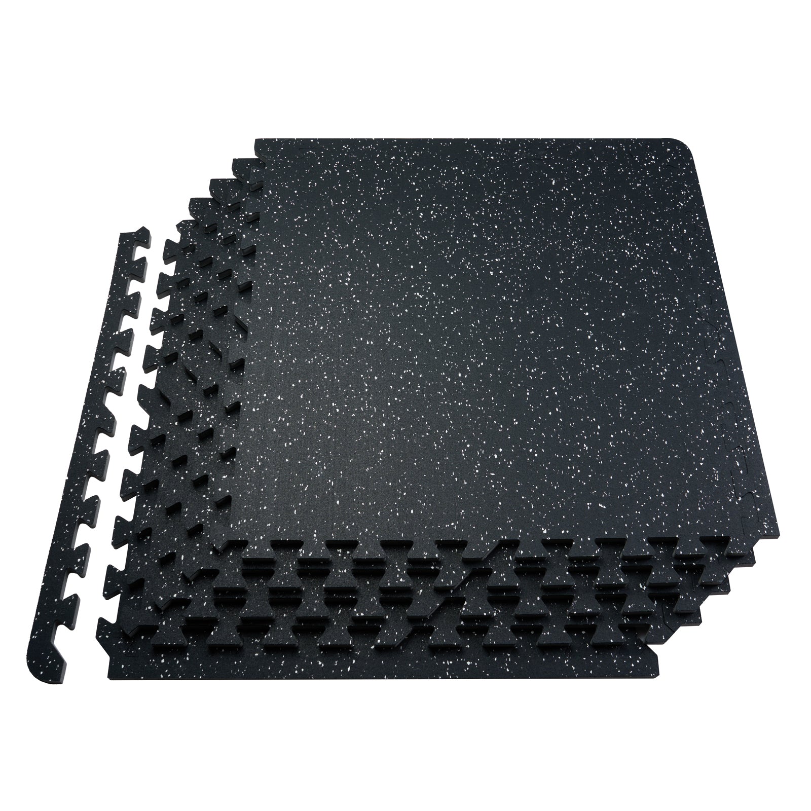 0.56 Inch Thick Gym Floor Mats, 12 Tiles Rubber Top with EVA Foam, 25' x 25' Gym Flooring Workout Mats with 48 sq.ft Coverage, Interlocking Puzzle Gym Mats for Gym, Home, Garage, Black & White