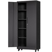 71'H Metal Garage Storage Cabinet with Wheels and Lock, Heavy Duty Rolling Metal Cabinet, 4 Adjustable Shelves (180lb Each), 3-Point Locking Security, for Tool Organization in Garage, Workshop, Office