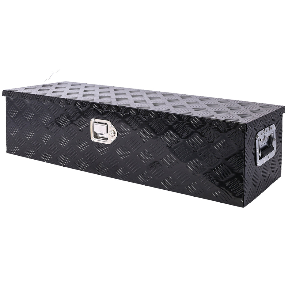 39" Aluminium tool box, heavy duty truck bed, outdoor trailer pickup storage tool, RV v underbody  box w/lock keys, black