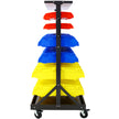 6-Tier Dual-Sided Rolling Bin Rack , 350 Pound Capacity, Includes 60 Organizer Bins, with Tray and Casters