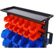 6-Tier Dual-Sided Rolling Bin Rack , 350 Pound Capacity, Includes 60 Organizer Bins, with Tray and Casters