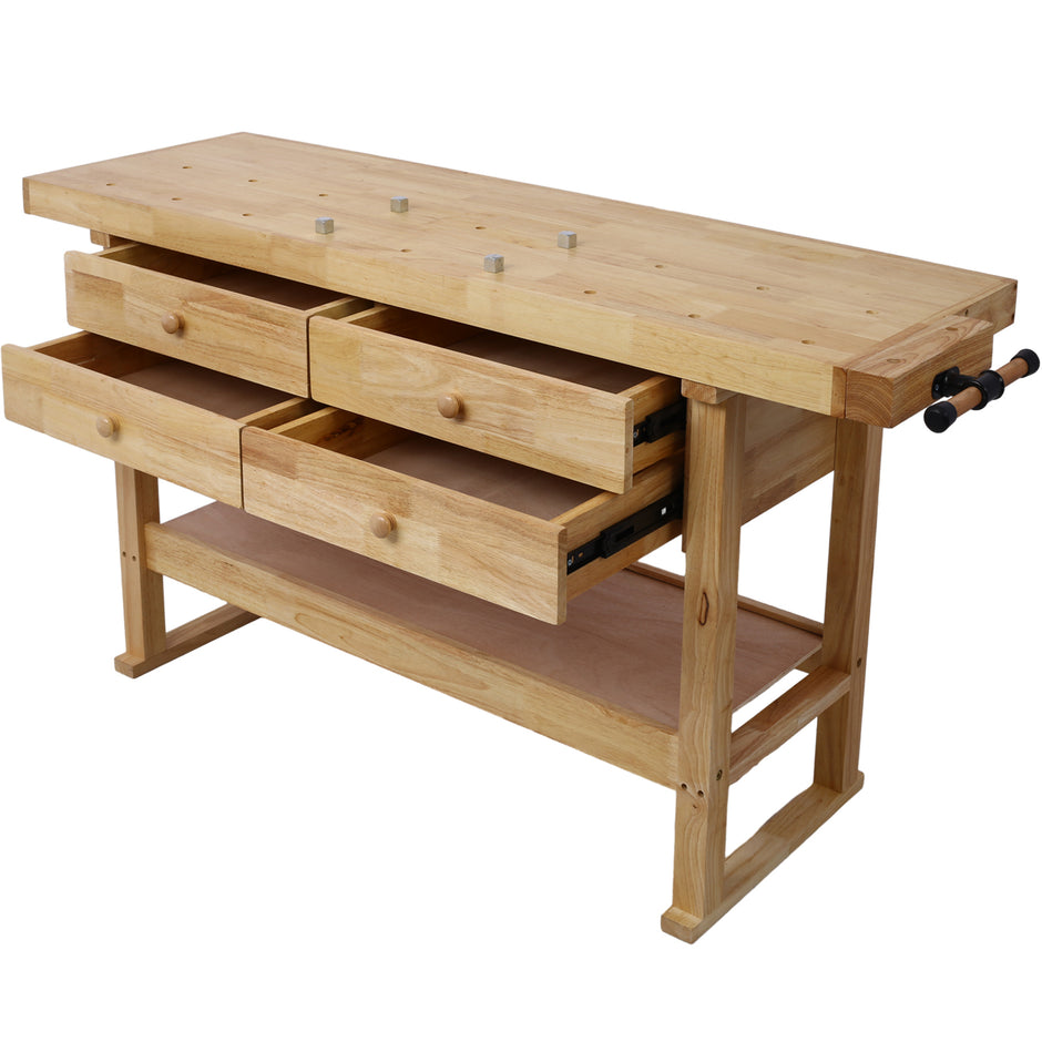 60" Workbench with 4 Drawers Wooden Workbench for Garage Workshop and Home