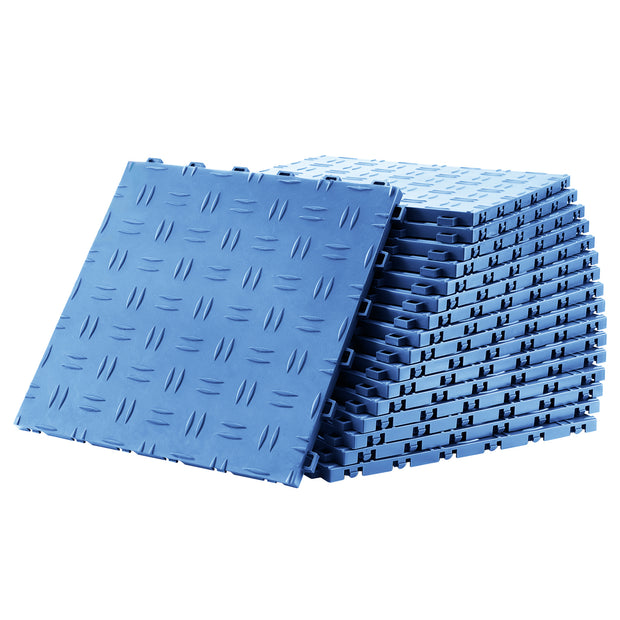 50 Pack Garage Interlocking, 12 x 12 x 0.53 inch Floor Covering Tiles, Non-Slip Double-Sided Texture Garage Flooring Tiles, for Garages, Basements, Repair, Detailing Shop, Blue