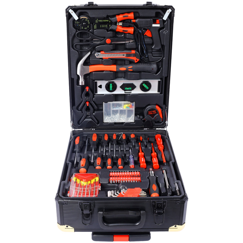 899-Piece Master Home Repair Kit with 4-Drawer Rolling Black/Silver Case