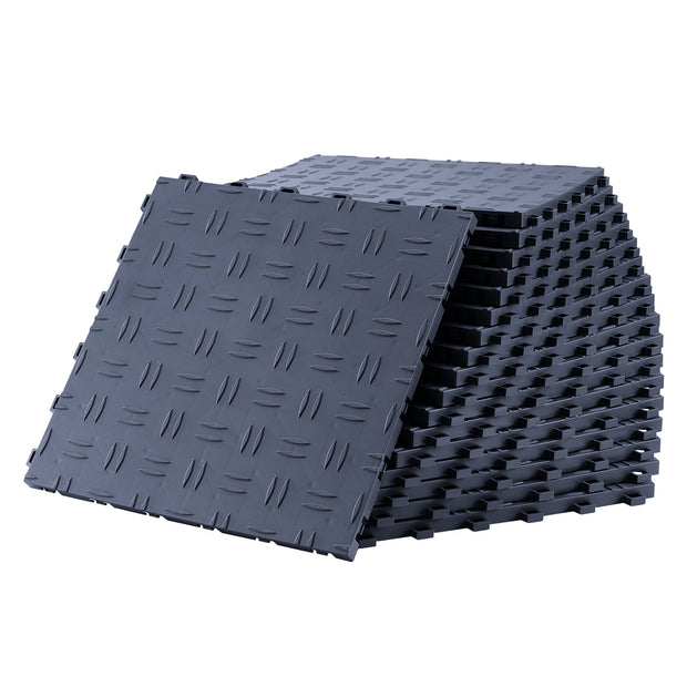 25 Pack Garage Interlocking, 12 x 12 x 0.53 inch  Floor Covering Tiles, Non-Slip Double-Sided Texture Garage Flooring Tiles, for Garages, Basements, Repair, Detailing Shops, Graphite Gray
