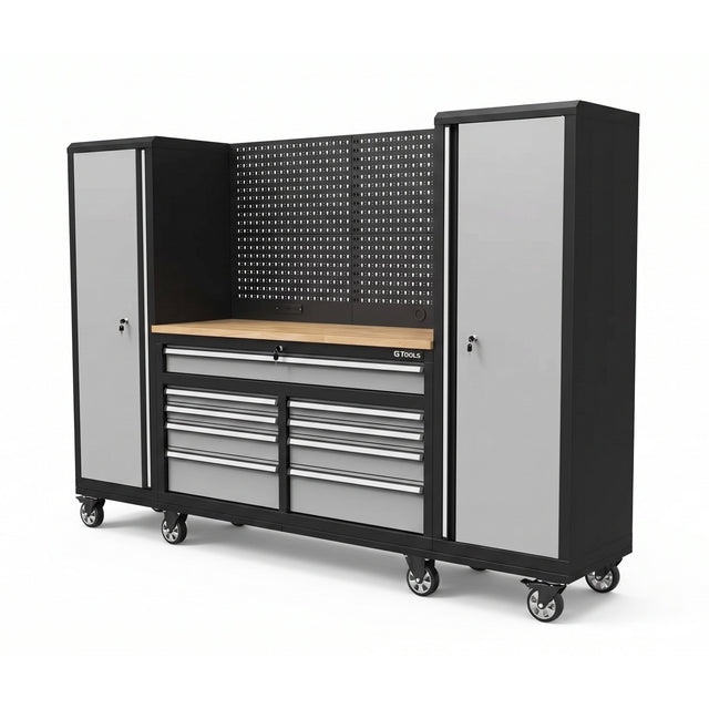 100" Rolling Tool Chest Workstation with Bench Top & Side Cabinets