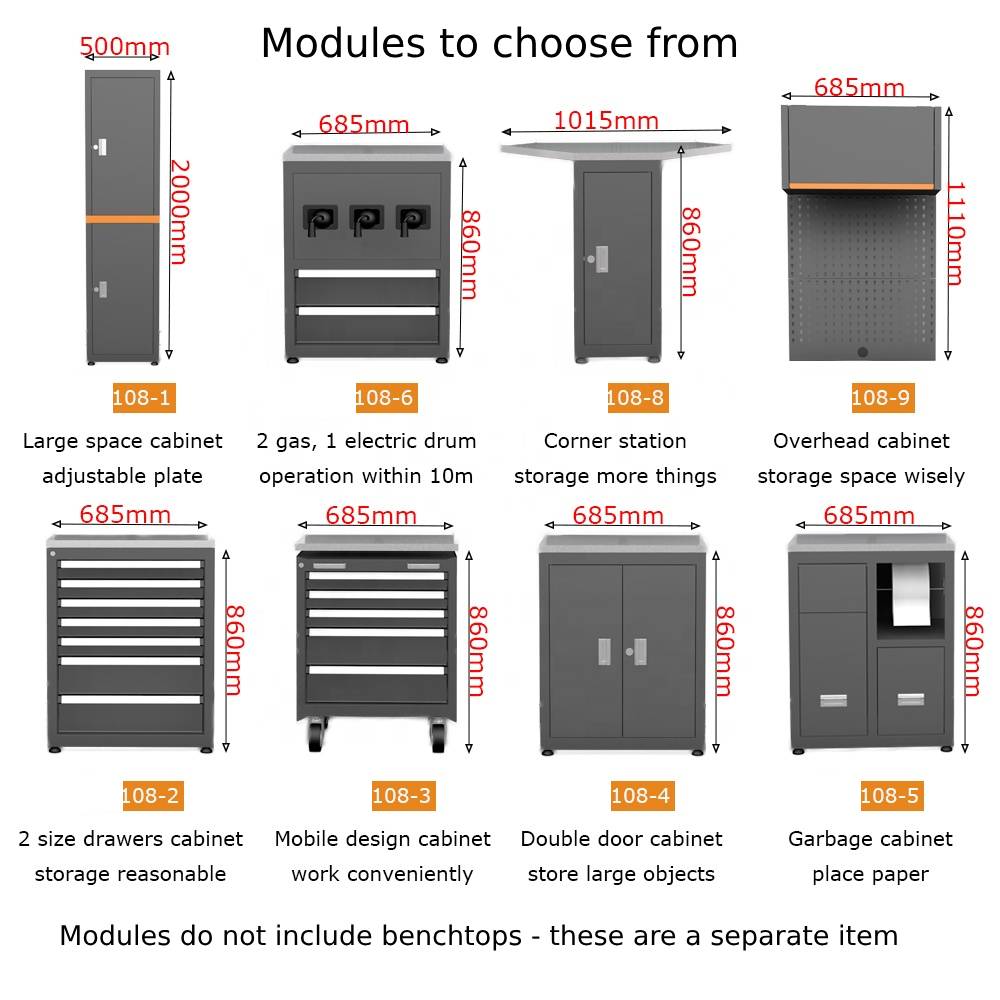GT108 Modular Garage Workbench Cabinet Systems