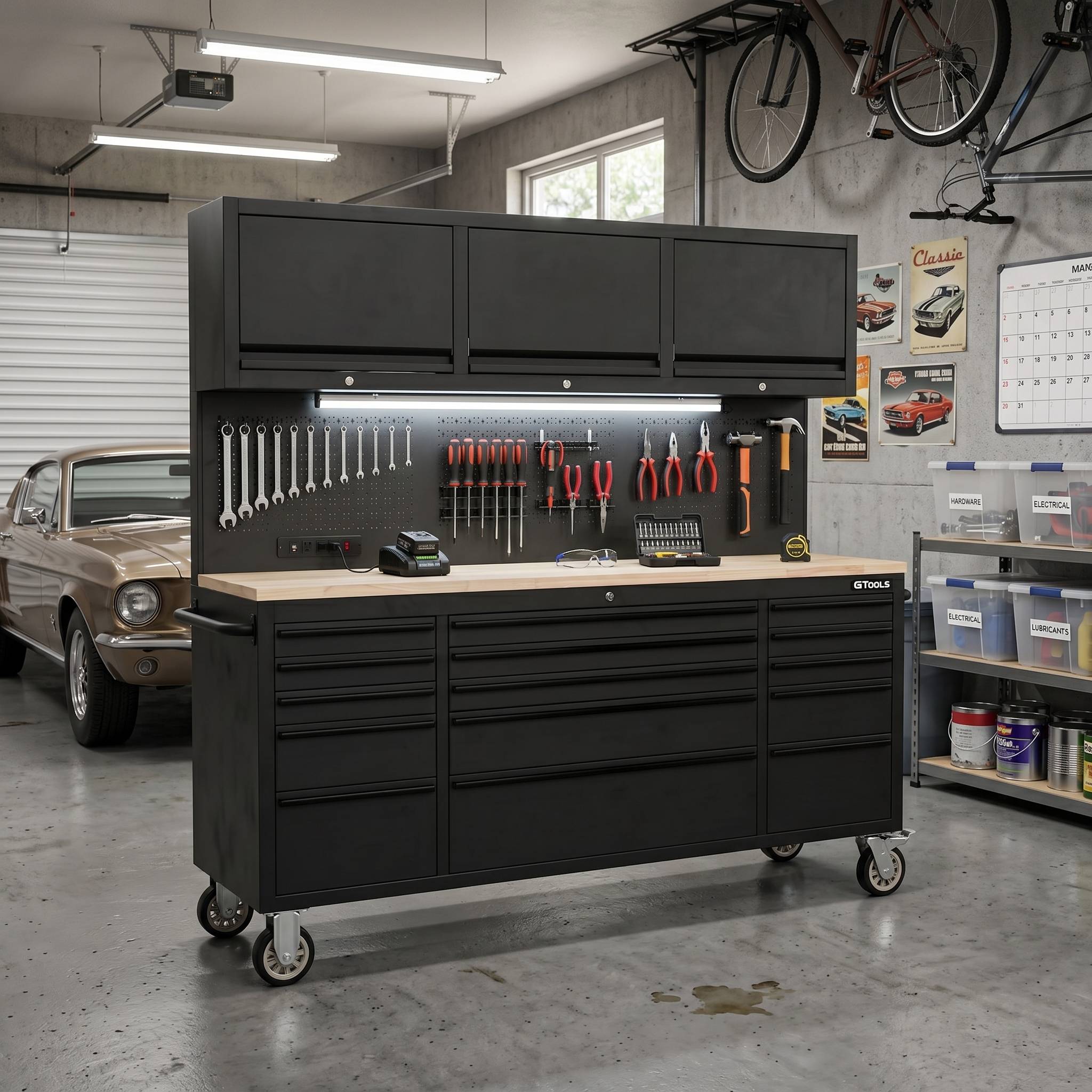 72 Inch Rolling Tool Chest with Power Strip & Storage | GTools USA