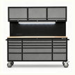 72 inch Rolling Tool Chest with Light & Power Strips, Workbench, Upper Cabinets & Pegboard