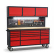 72 inch Rolling Tool Chest with Light & Power Strips, Workbench, Upper Cabinets & Pegboard