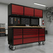 72 inch Rolling Tool Chest with Light & Power Strips, Workbench, Upper Cabinets & Pegboard