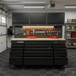 72 inch Rolling Tool Chest with Light & Power Strips, Workbench, Upper Cabinets & Pegboard