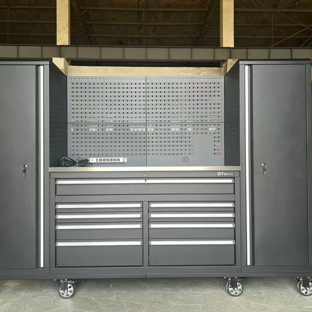 100" Rolling Tool Chest Workstation with Bench Top & Side Cabinets