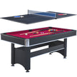 6-Foot 2-in-1 Pool & Table Tennis Multi-Game Table – Black with Burgundy Red Felt