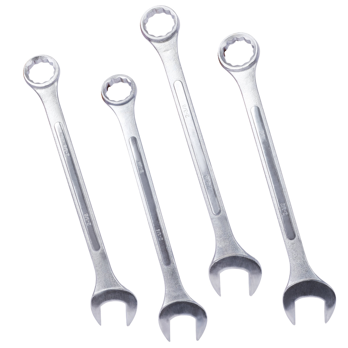 4 PC chrome plated SAE Jumbo Combination Wrench Set Extra Large, storage bag included