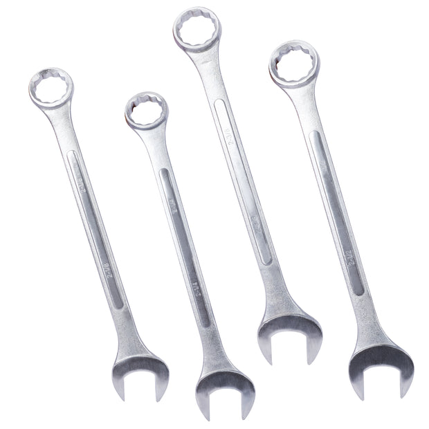 4 PC chrome plated SAE Jumbo Combination Wrench Set Extra Large, storage bag included