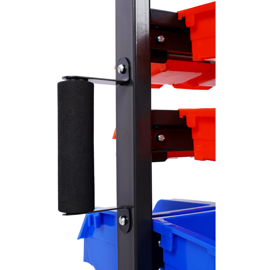 6-Tier Dual-Sided Rolling Bin Rack , 350 Pound Capacity, Includes 60 Organizer Bins, with Tray and Casters